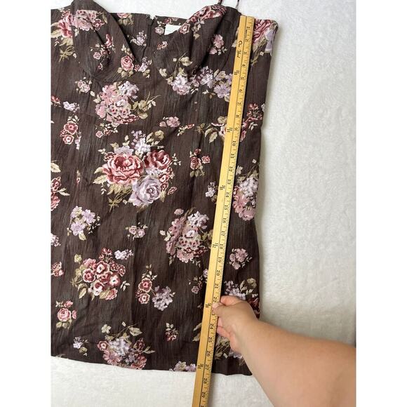 NWT H&M Brock Collection Brown Floral Mini Dress Cottage Bustier Sexy sz XL - Picture 9 of 9